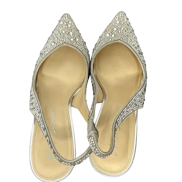 Betsey Johnson Clark Heels Silver Rhinestone Slingback Pumps Women's Size 7M - Picture 7 of 9